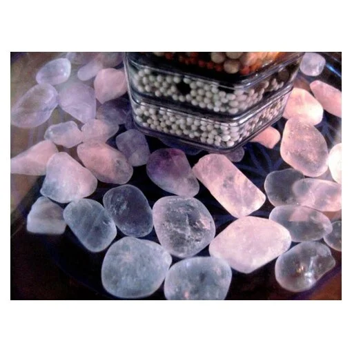 großes Wassersteine -Set aus Bergkristall, Rosenquarz und Amethyst